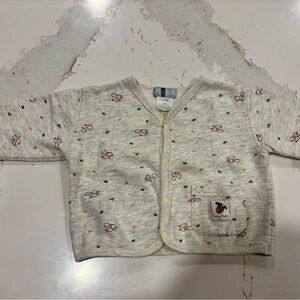 Baby Roots Cream Printed Baby Cardigan vintage 12 months